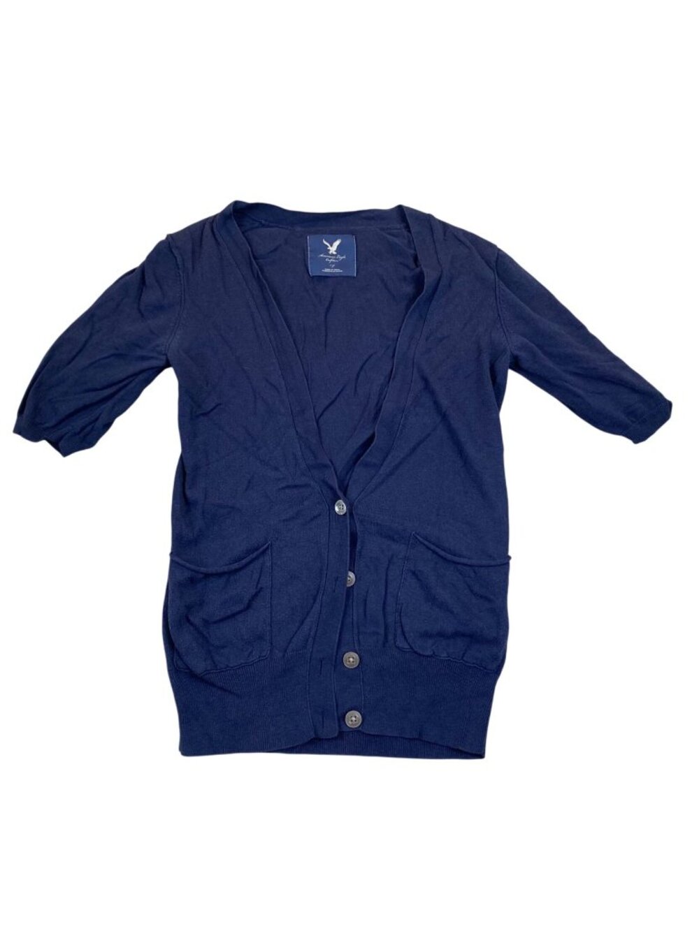 American Eagle Women's Cardigan Sweater Small Button Up Sweater Knit Blue Casual